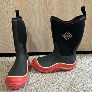 Muck Boot Girls Hale Black Pink Waterproof Pull-On Boot Outdoor Rain Winter Sz 1